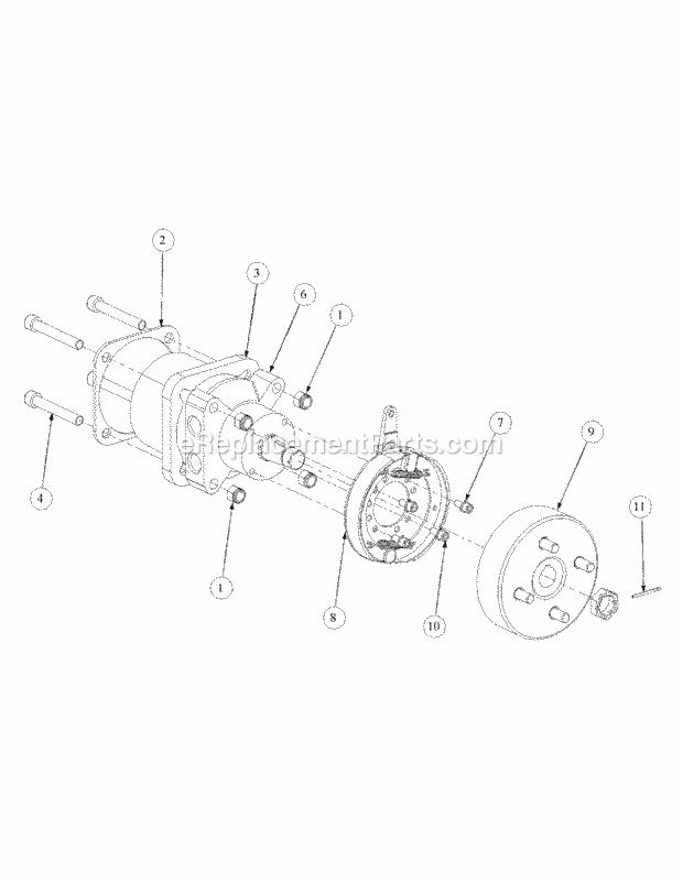 Brake Motor Mount And Hub Diagram and Parts List for M54-KW 53CB5DBW750-23HP-OHV Cub Cadet Lawn Tractor